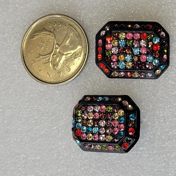 Multicolor Crystal Small Stud Earrings - Picture 9 of 10
